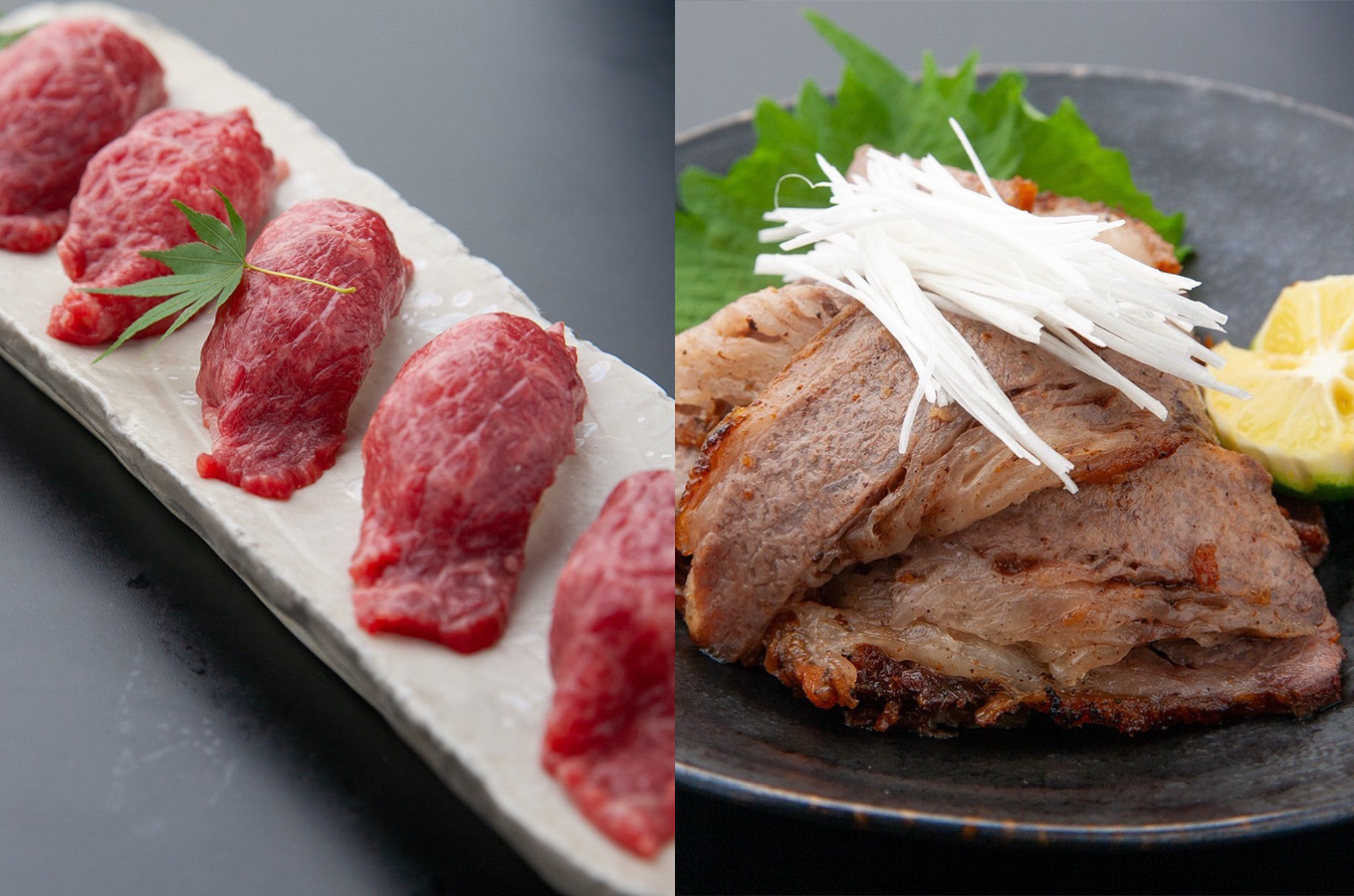 近江牛の肉寿司・近江牛のかっぱ焼き